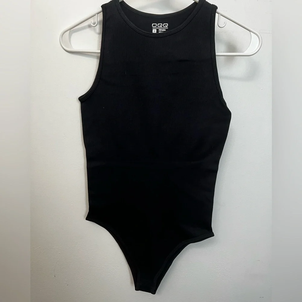OQQ Tummy Control Classic Black Bodysuit